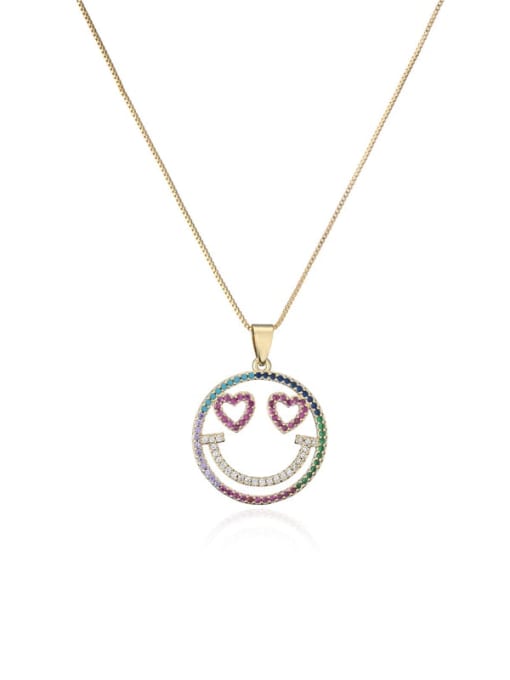AOG Brass Cubic Zirconia  Trend Hollow Smiley Pendant Necklace 0