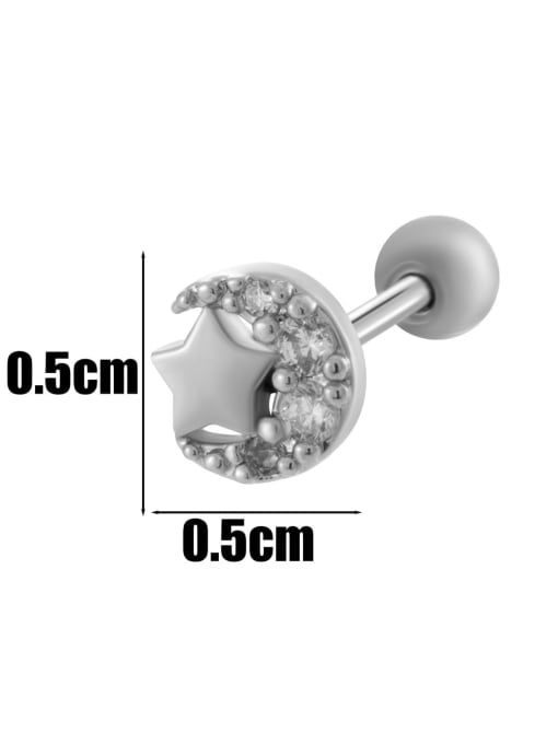 5# Platinum--Single Brass Cubic Zirconia Bowknot Moon Cute Single Earring