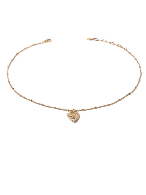Chain titanium steel pendant brass Brass  Cubic Zirconia Heart Vintage Necklace