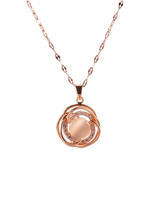 AOG Copper Cubic Zirconia Flower Trend Rotating  Pendant Necklace(Rotating Pendant) 4