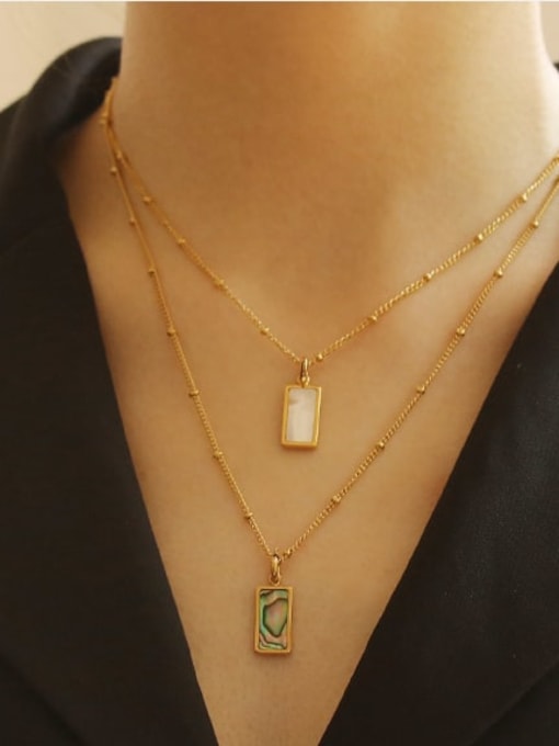 ACCA Brass Shell Geometric Vintage penfant Necklace 1