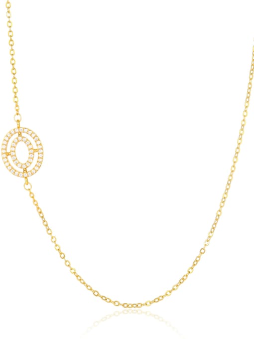 O Brass Cubic Zirconia Letter Minimalist Necklace