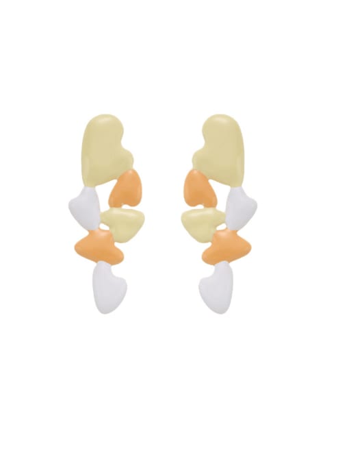 Five Color Brass Enamel Heart Minimalist Drop Earring 0