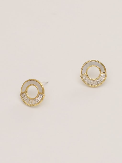 14k Gold Brass Shell Geometric Minimalist Stud Trend Korean Fashion Earring