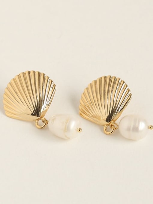 gold Brass Imitation Pearl Irregular Vintage Drop Earring