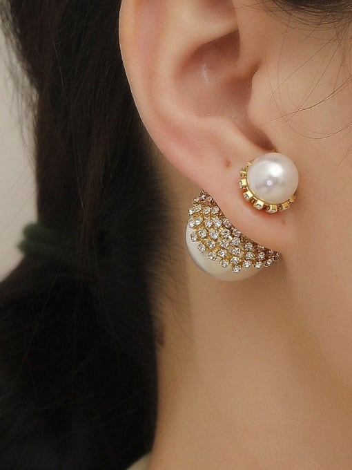 HYACINTH Brass Imitation Pearl Geometric Vintage Drop Trend Korean Fashion Earring 1