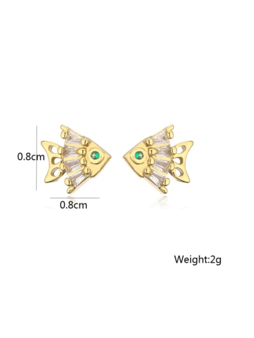 AOG Brass Cubic Zirconia Fish Hip Hop Stud Earring 2