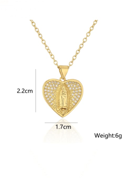 AOG Brass Cubic Zirconia Heart Vintage Regligious Necklace 3