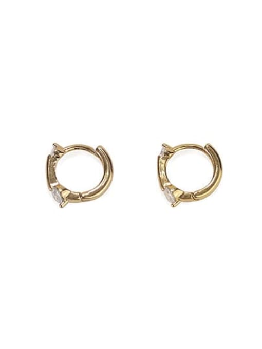 golden Brass Cubic Zirconia Geometric Hip Hop Huggie Earring