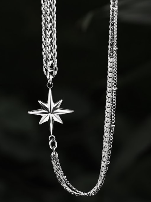 TINGS Brass Cubic Zirconia Star Hip Hop Multi Strand Necklace 2