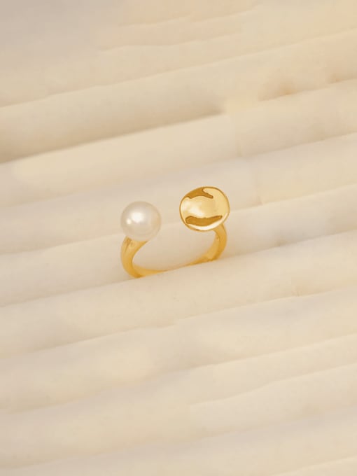 16K gold Brass Geometric Minimalist Band Ring