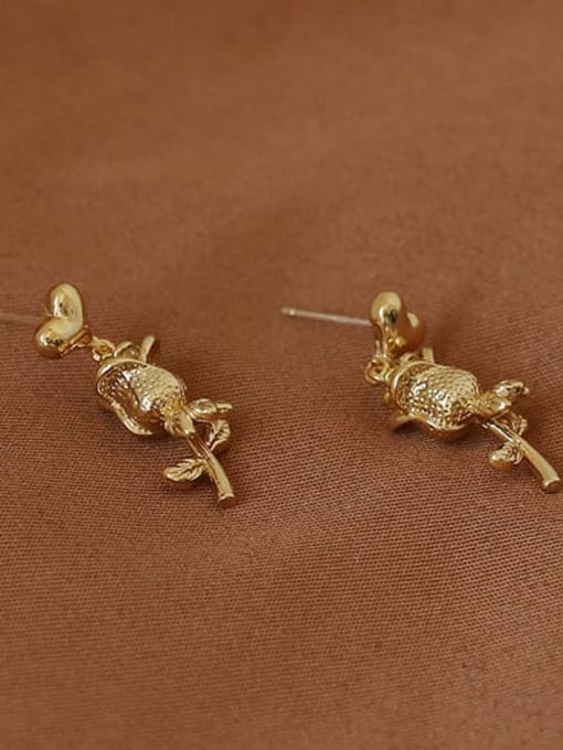 ACCA Brass Rosary Flower Vintage Stud Earring 1