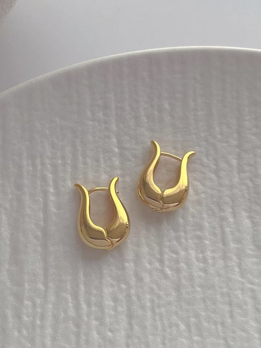 F242 gold ear buckle Brass Geometric Minimalist Stud Earring