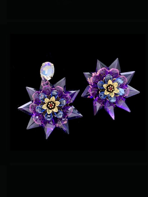 SUUTO Zinc Alloy Glass Stone Flower Luxury Cluster Earring 0