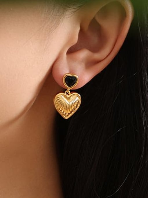 Five Color Brass Cubic Zirconia Heart Vintage Drop Earring 1