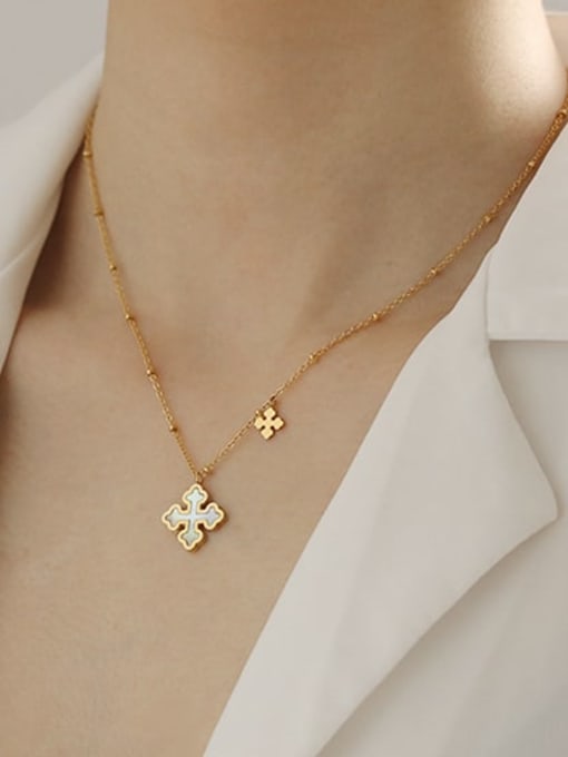 ACCA Brass Shell Cross Vintage pendant Necklace 1