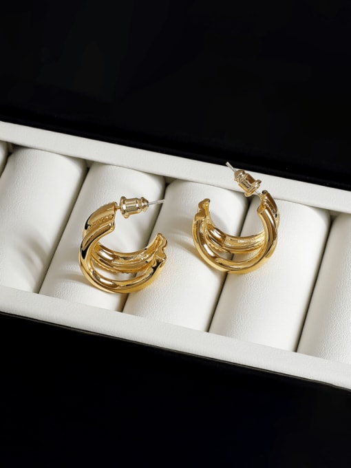 18 karat gold Brass Geometric Minimalist Stud Earring