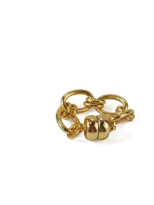 (single) 3 gold Brass Hollow  Geometric Chain lodestone Hip Hop Clip Earring