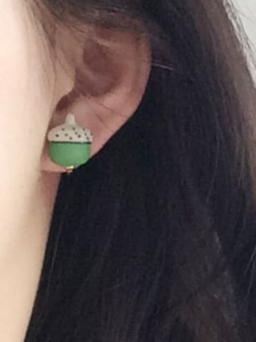 Five Color Alloy Enamel  Cute Asymmetric lovely pinecone  Stud Earring 2