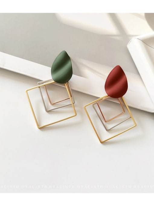 HYACINTH Copper Enamel  Hollow Geometric Minimalist Drop Trend Korean Fashion Earring 1
