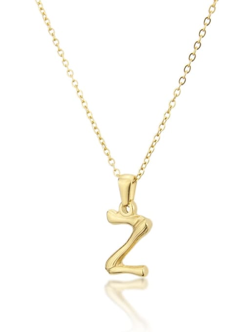 Z Titanium Rhinestone minimalist letter Pendant Necklace