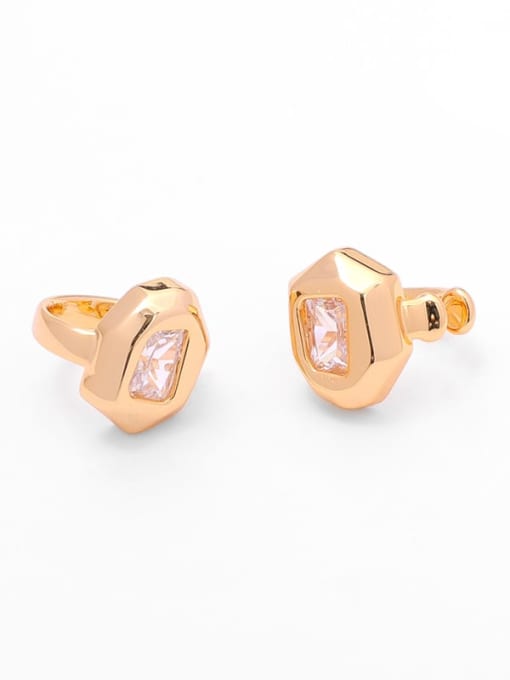 Zircon (gold) pair Brass Rhinestone Geometric Vintage Huggie Earring