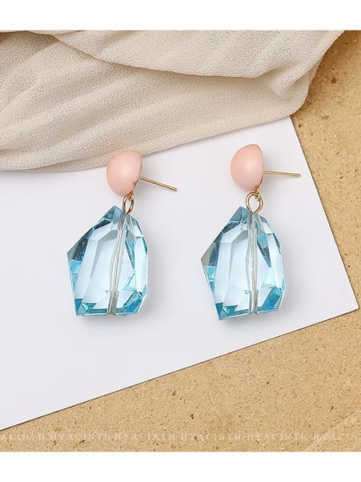 sky blue Copper Crystal Geometric Dainty Drop Trend Korean Fashion Earring