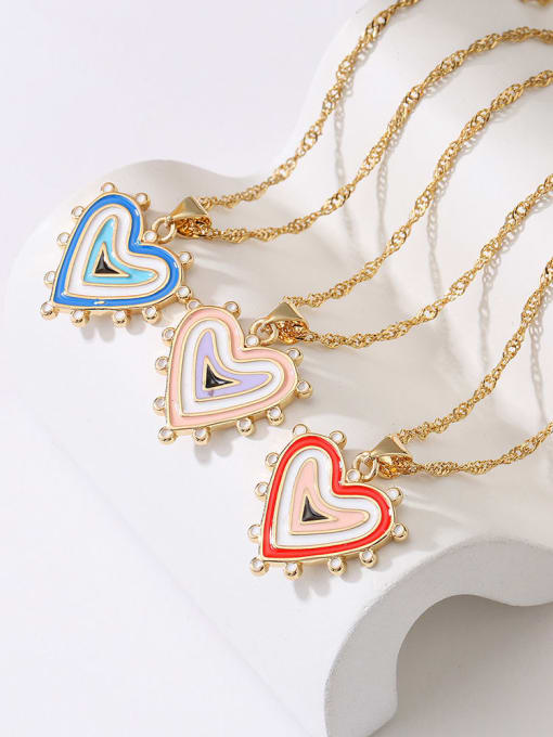 AOG Brass Enamel Geometric Hip Hop Heart Pendant Necklace