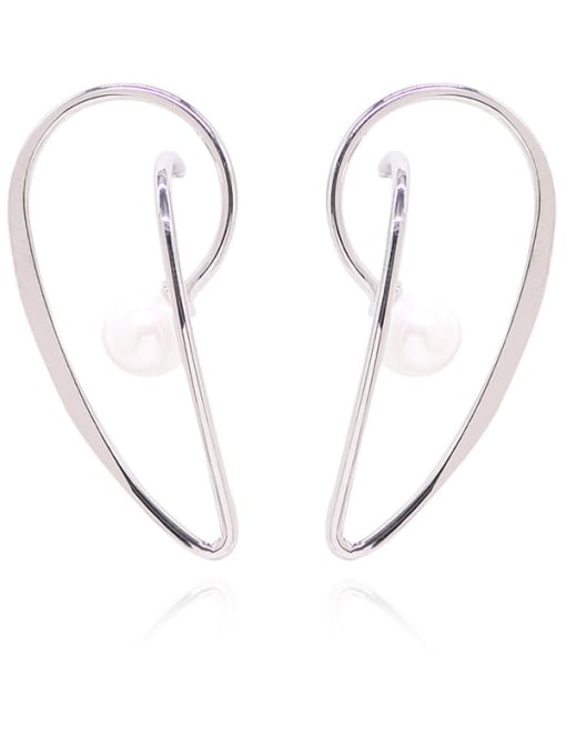 HYACINTH Copper Imitation Pearl Heart Minimalist Drop Trend Korean Fashion Earring 2