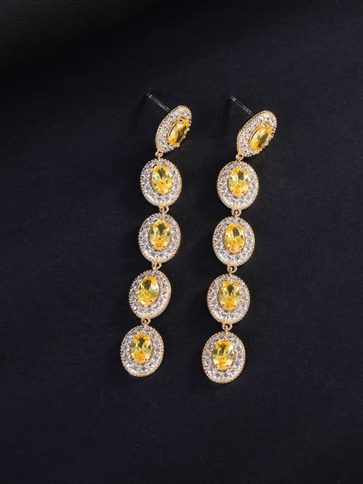 16 Brass Cubic Zirconia Multi Color Heart Luxury Cluster Earring