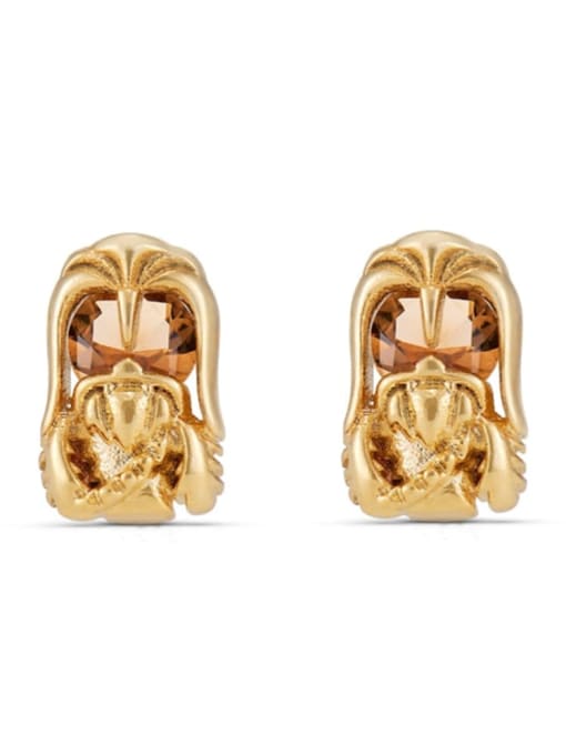 37 gold Brass Cubic Zirconia Icon Cute Stud Earring