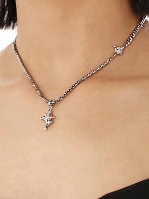 TINGS Brass Cubic Zirconia Star Vintage Necklace 1