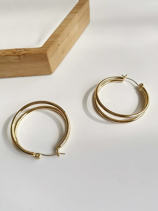 HYACINTH Copper Round Vintage Hoop Trend Korean Fashion Earring 3