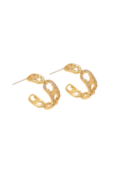 Five Color Brass Cubic Zirconia Geometric Minimalist Stud Earring 0