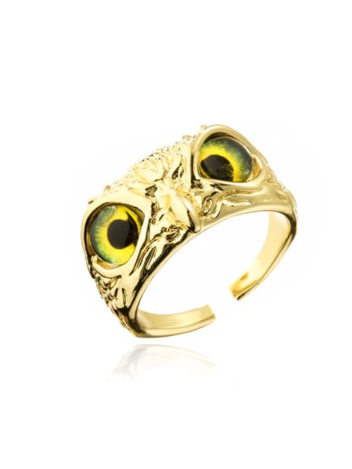 11167 Brass Cubic Zirconia Cute Owl Band Ring