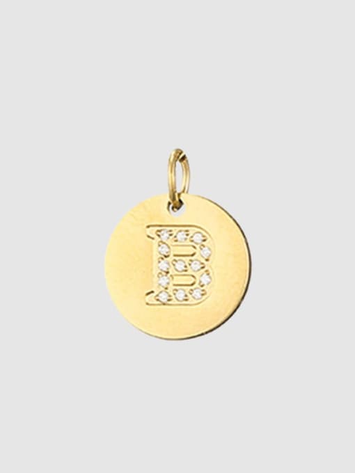 B 14 K gold Titanium 26 Letter Minimalist round pendant Necklace