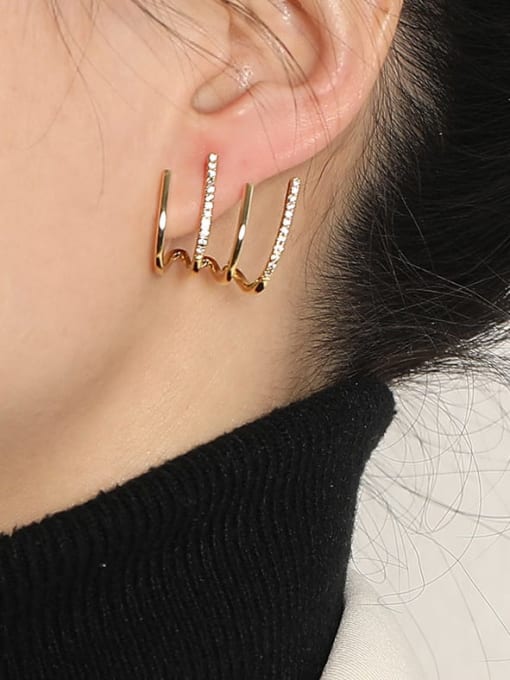 HYACINTH Brass Cubic Zirconia Irregular Minimalist Stud Earring 1