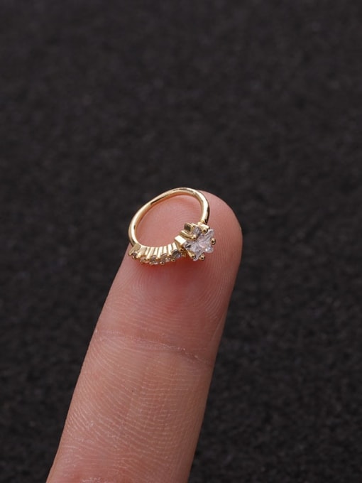 Gold star（Single） Brass Cubic Zirconia Heart Cute Huggie Earring