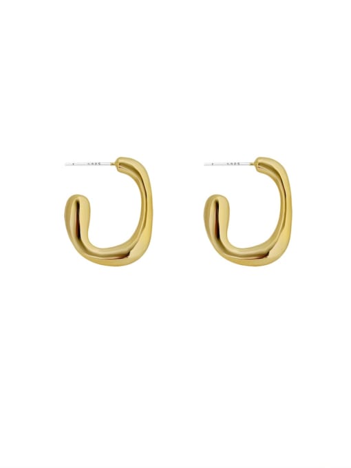 HYACINTH Brass Smooth Geometric Vintage Huggie Earring