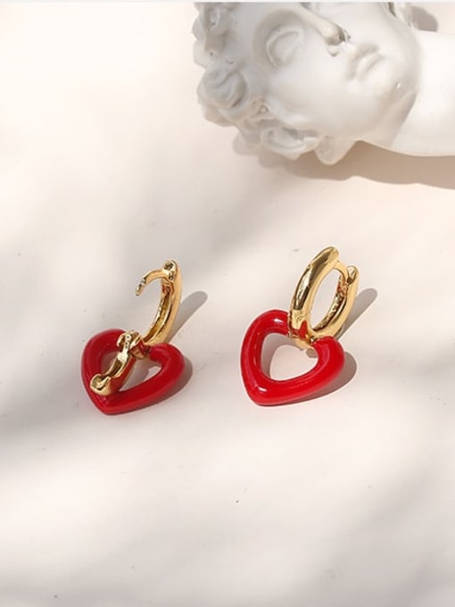 ACCA Brass Enamel Heart Minimalist Drop Earring 2