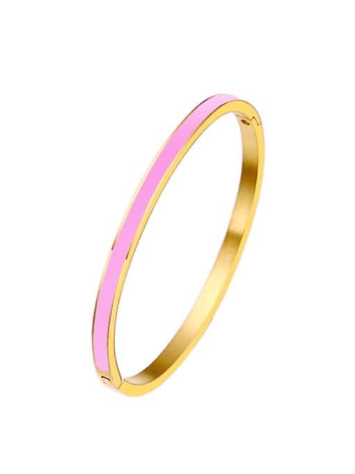4MM gold pink Stainless steel Enamel Round Minimalist Band Bangle
