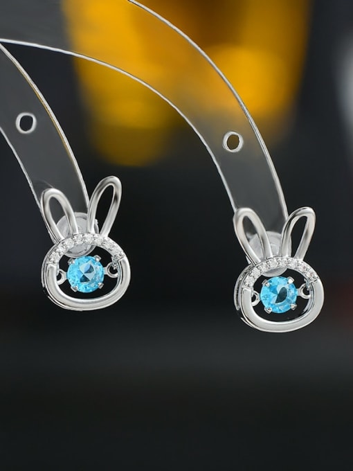 Steel color ED65943 Brass Cubic Zirconia Rabbit Dainty Stud Earring