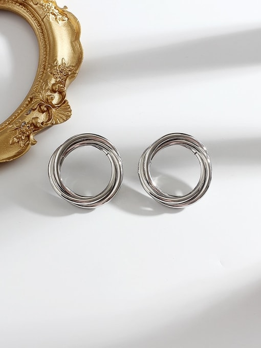 white k Copper Round Minimalist Hoop Trend Korean Fashion Earring