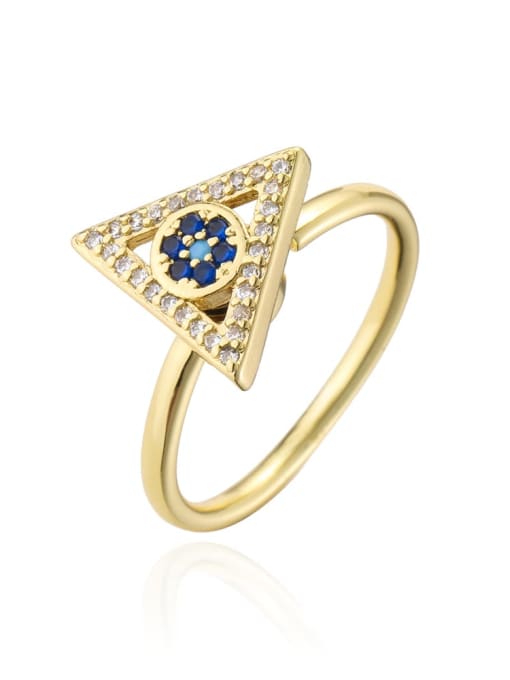 AOG Brass Cubic Zirconia Triangle Vintage Band Ring 0