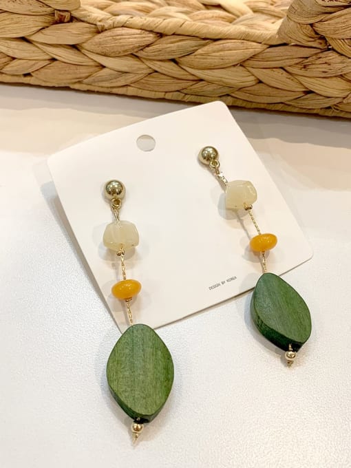 Green Wood Earrings color resin Alloy Resin Tassel Vintage wood color matching Drop Earring/Multi-Color Optional