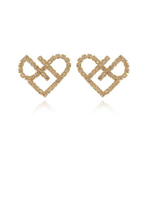 HYACINTH Copper Cubic Zirconia Heart Minimalist Stud Trend Korean Fashion Earring 0