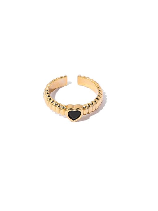 ACCA Brass Cubic Zirconia Heart Vintage Band Ring