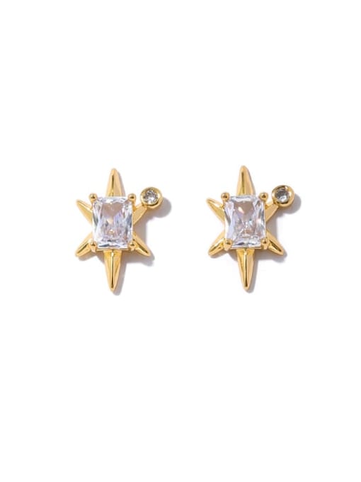 ACCA Brass Cubic Zirconia Star Vintage Stud Earring 2