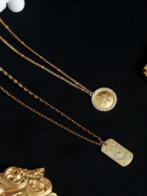 Five Color Brass Cubic Zirconia Star Vintage Necklace