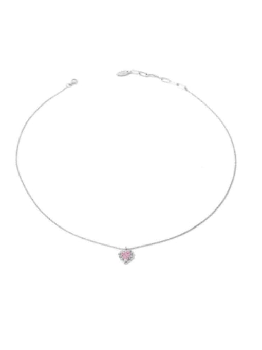 Zirconium powder love necklace Titanium Steel Glass beads Heart Minimalist Beaded Necklace